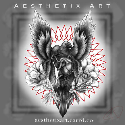 Double Headed Raven Eats Heart