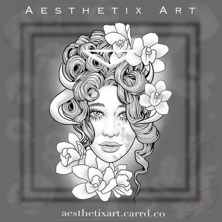 Demong Girl with Orchids