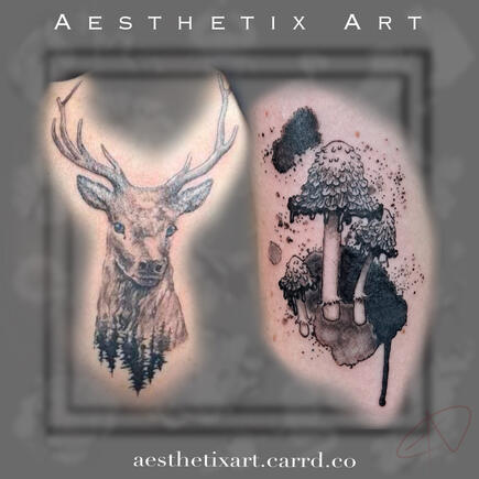 Ink Caps & Deer/Landscape