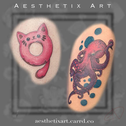 Cat-Shaped Donut & Colorful Octopus